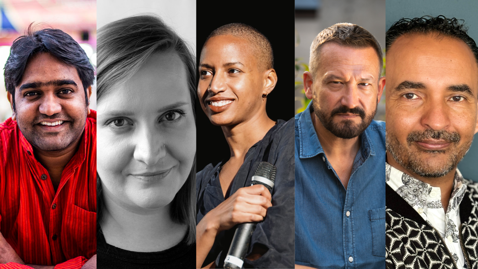 Eine Kollage der Teilnehmenden. Collage Rafiul Alom Rahman, Soňa Morgenthalová, Djamila Grandits, Franck Finance-Madureira, Raul Niño Zambrano